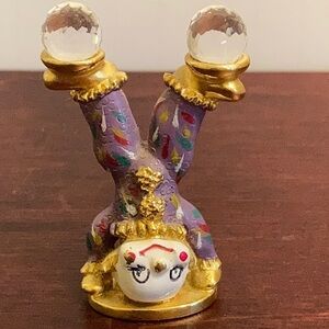VTG 1984 Spoontiques pewter collectible clown figurine balancing crystals